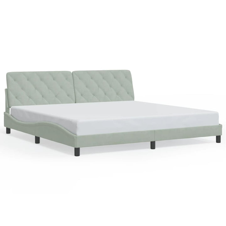 sengeramme med LED uden madras 200x200 cm velour lysegrå