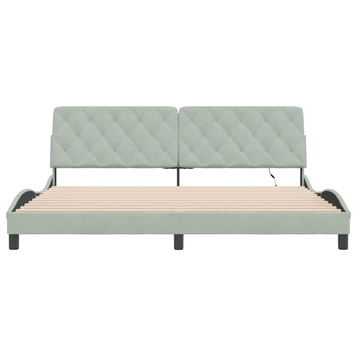 sengeramme med LED uden madras 200x200 cm velour lysegrå