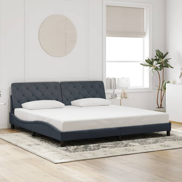 sengeramme med LED uden madras 200x200 cm velour mørkegrå