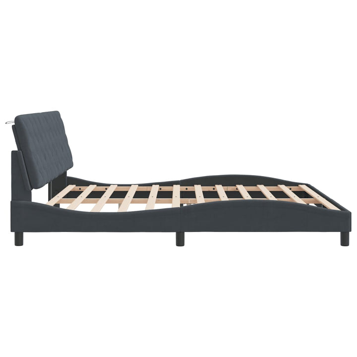 sengeramme med LED uden madras 200x200 cm velour mørkegrå