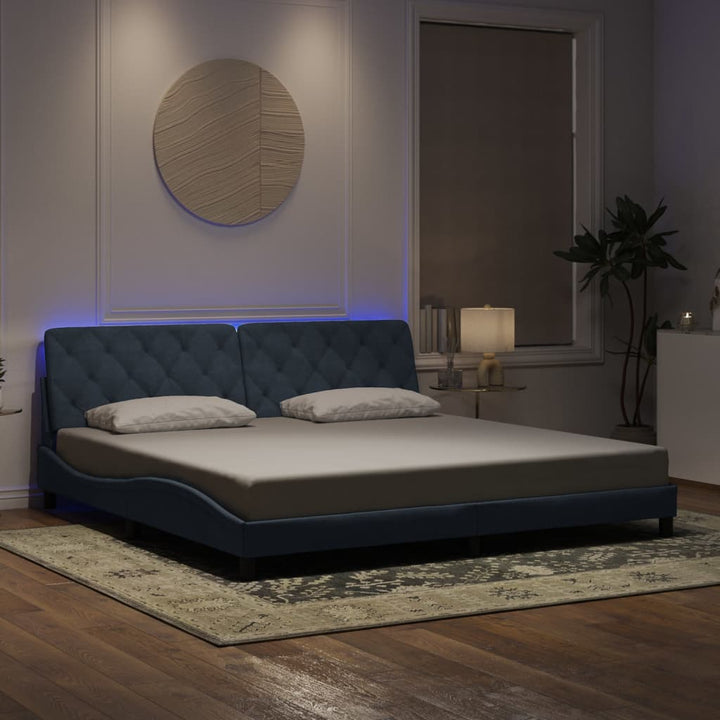 sengeramme med LED uden madras 200x200 cm velour mørkegrå