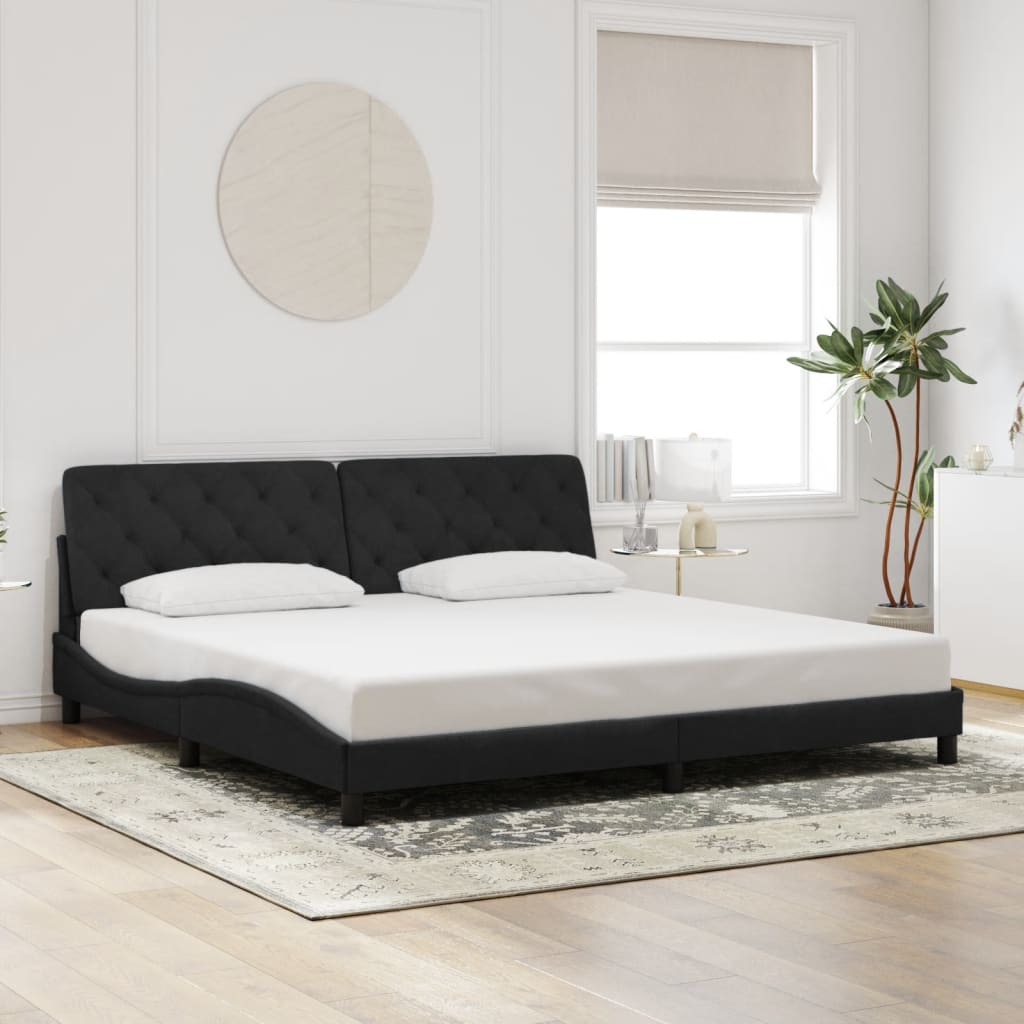 sengeramme med LED uden madras 200x200 cm velour sort