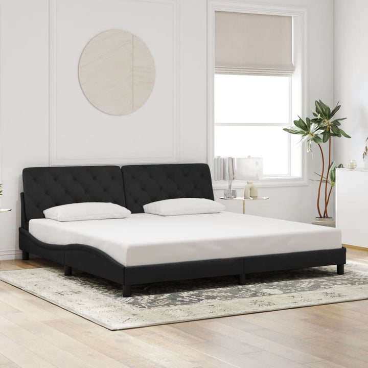 sengeramme med LED uden madras 200x200 cm velour sort