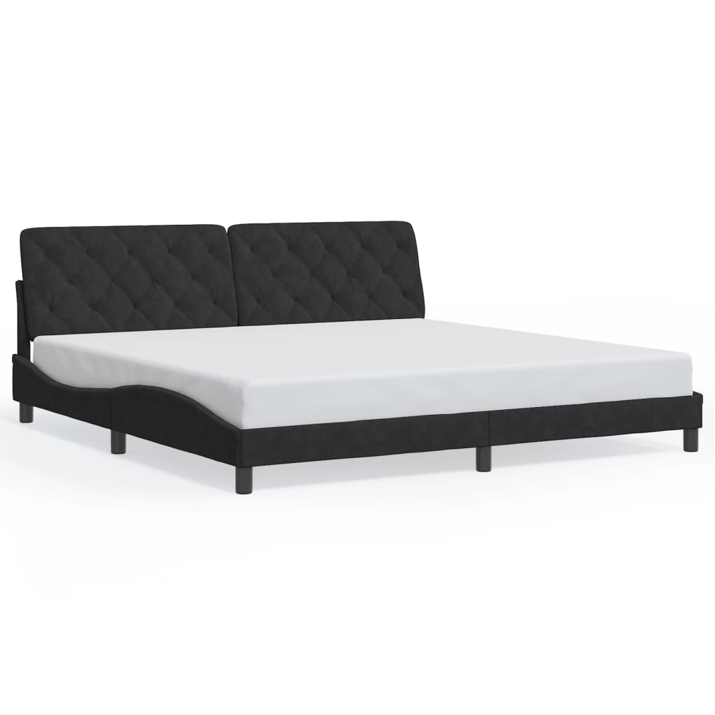 sengeramme med LED uden madras 200x200 cm velour sort