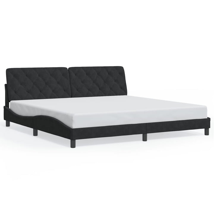 sengeramme med LED uden madras 200x200 cm velour sort