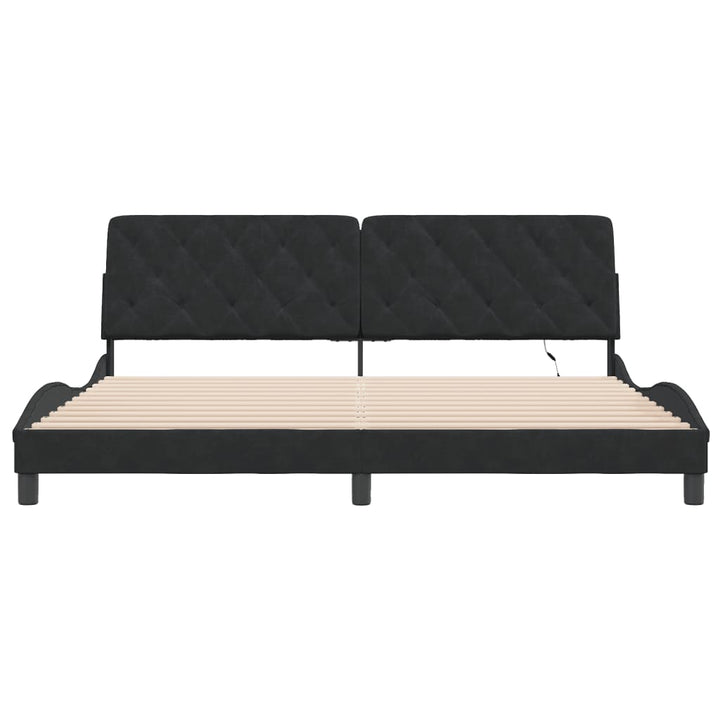 sengeramme med LED uden madras 200x200 cm velour sort