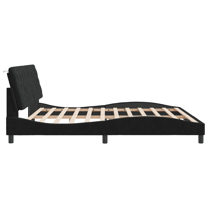 sengeramme med LED uden madras 200x200 cm velour sort