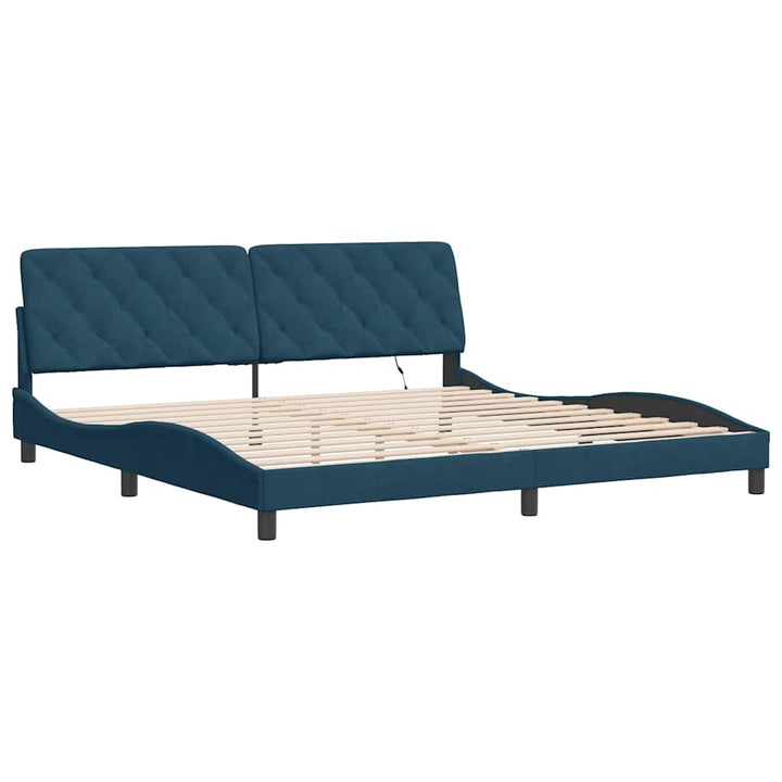 sengeramme med LED uden madras 160x200 cm velour lyseblå