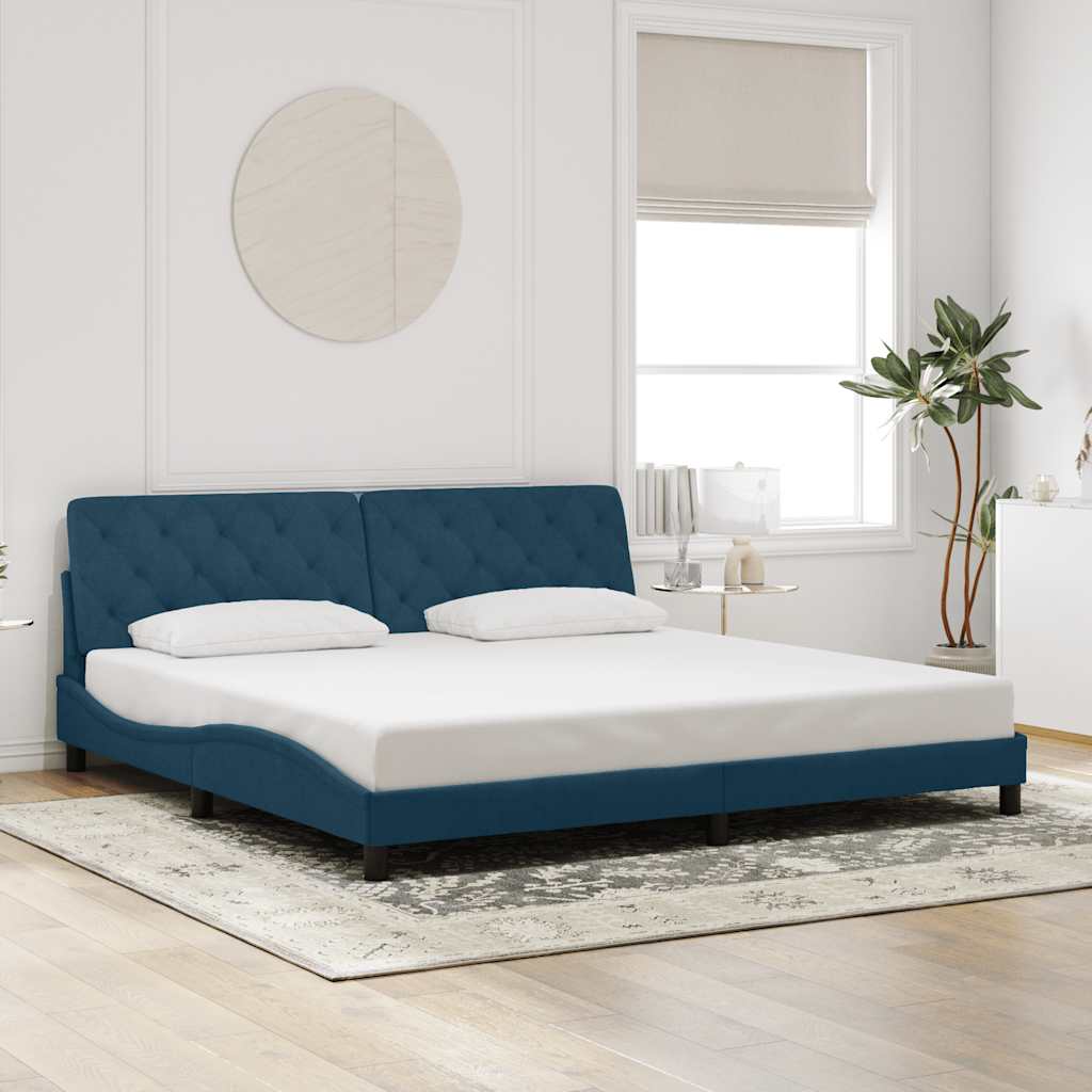 sengeramme med LED uden madras 160x200 cm velour lyseblå
