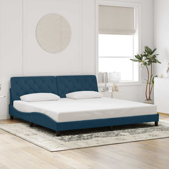 sengeramme med LED uden madras 160x200 cm velour lyseblå