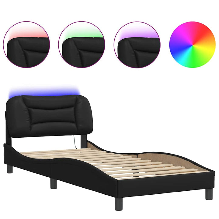 sengeramme med LED uden madras Hvar 80x200 cm sort