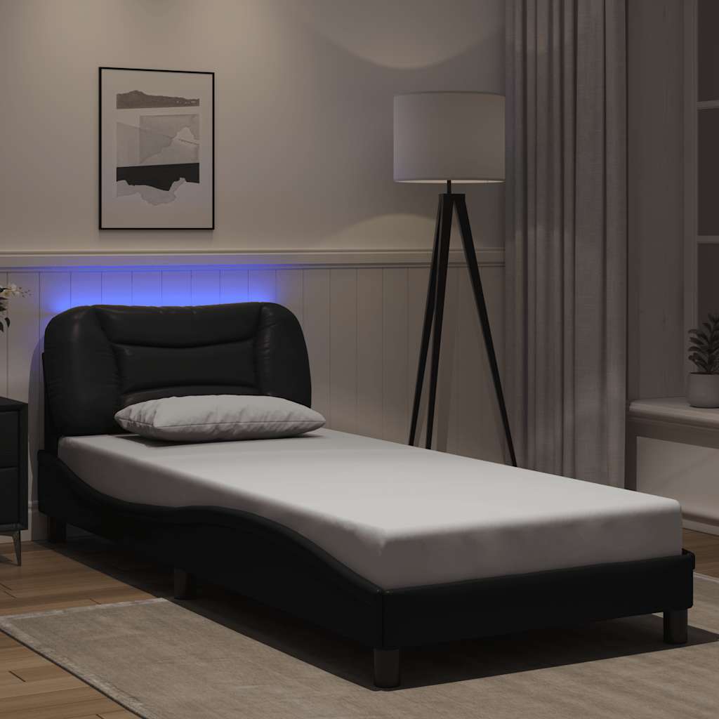 sengeramme med LED uden madras Hvar 80x200 cm sort