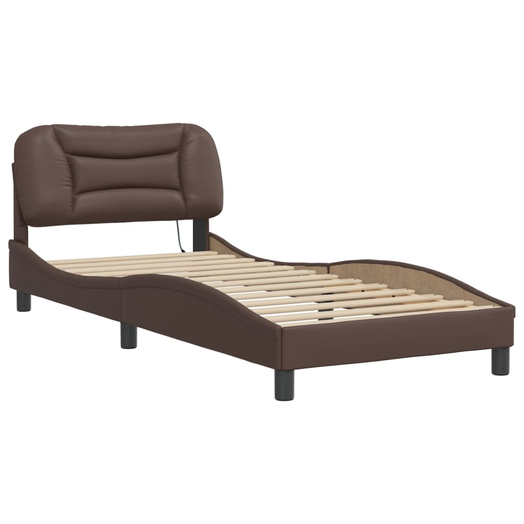 sengeramme med LED uden madras Hvar 80x200 cm brun