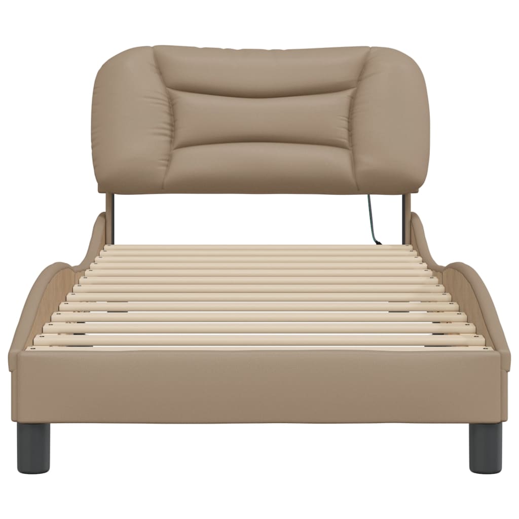 sengeramme med LED uden madras Hvar 80x200 cm cappuccinofarvet