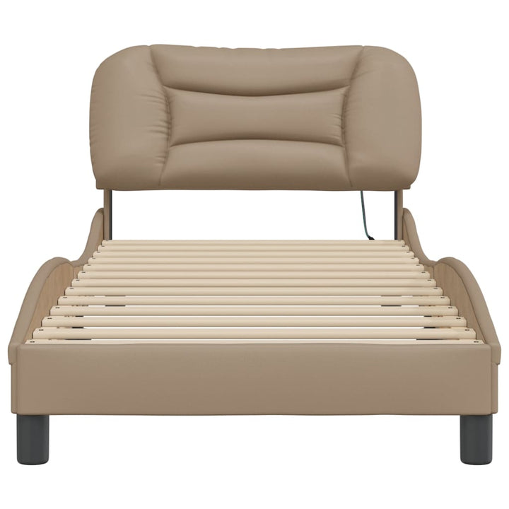 sengeramme med LED uden madras Hvar 80x200 cm cappuccinofarvet