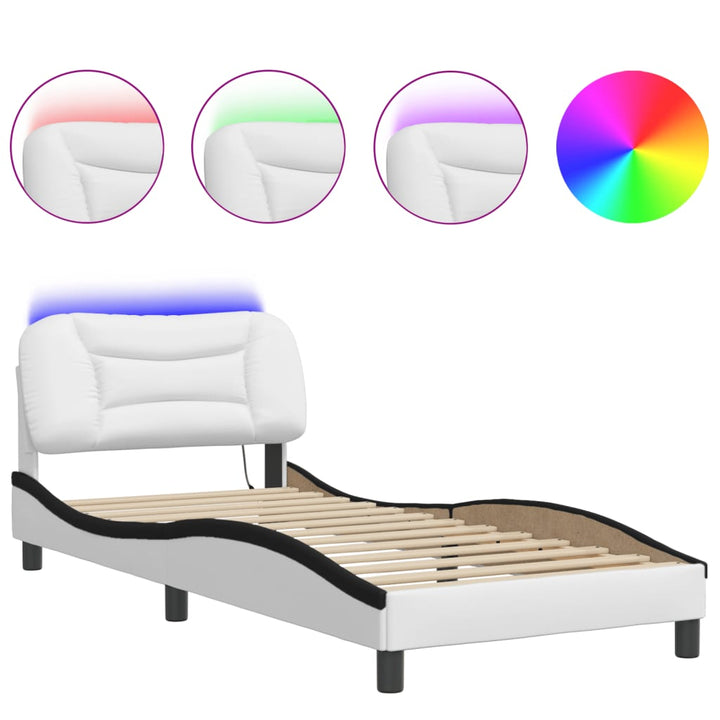 sengeramme med LED uden madras Hvar 80x200 cm hvid og sort
