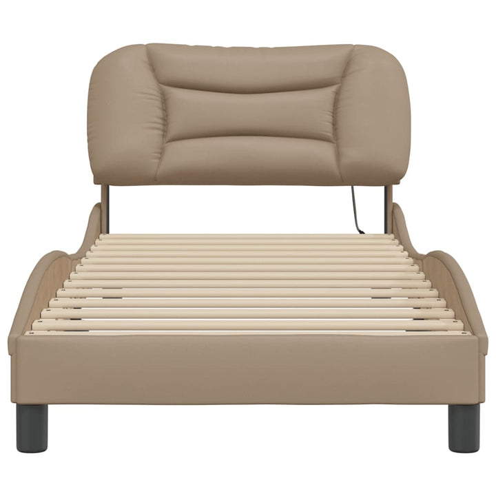 sengeramme med LED uden madras Hvar 90x190 cm cappuccinofarvet