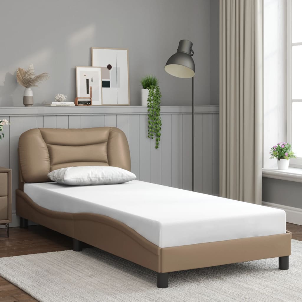 sengeramme med LED uden madras Hvar 90x200 cm cappuccinofarvet
