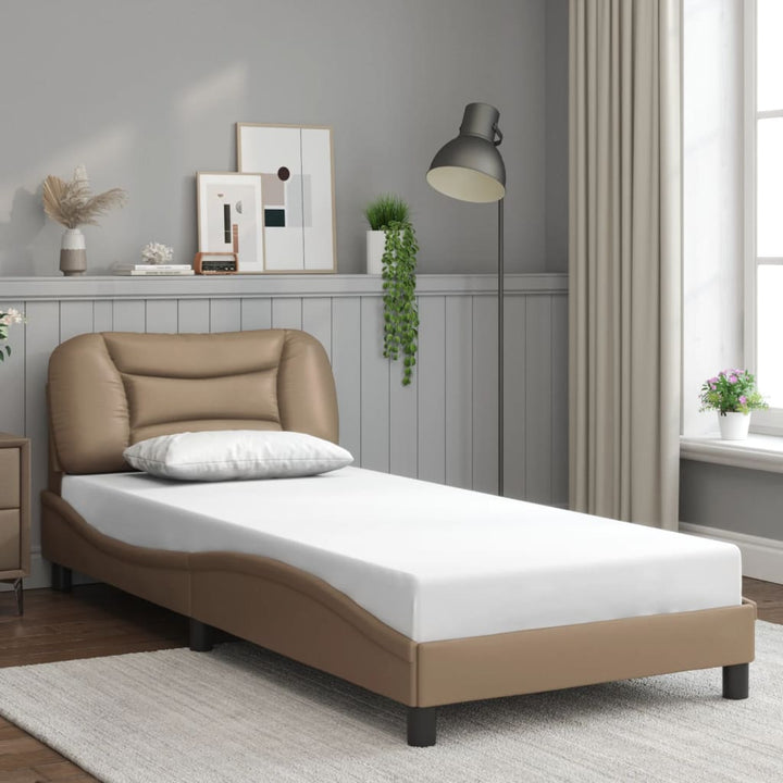 sengeramme med LED uden madras Hvar 90x200 cm cappuccinofarvet