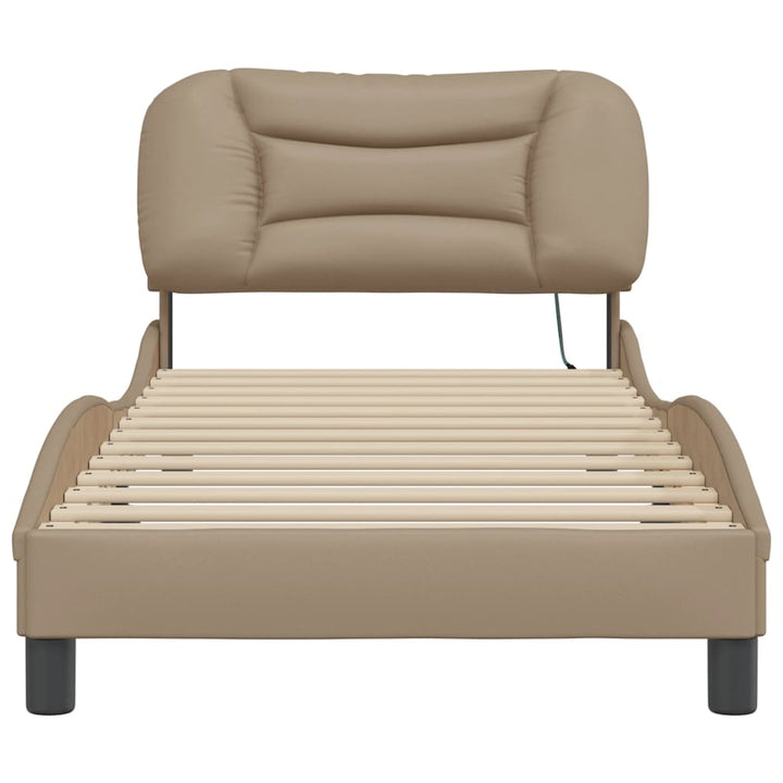 sengeramme med LED uden madras Hvar 90x200 cm cappuccinofarvet