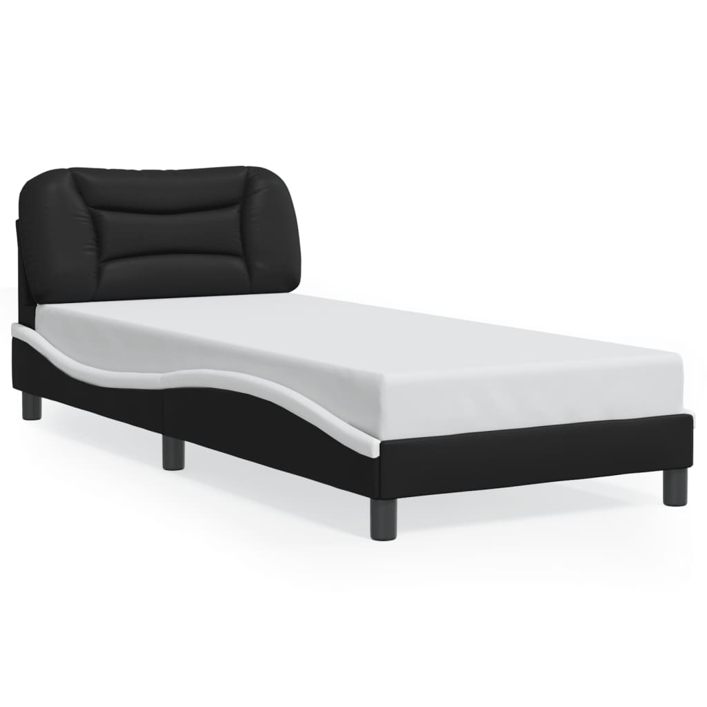 sengeramme med LED uden madras Hvar 90x200 cm sort og hvid