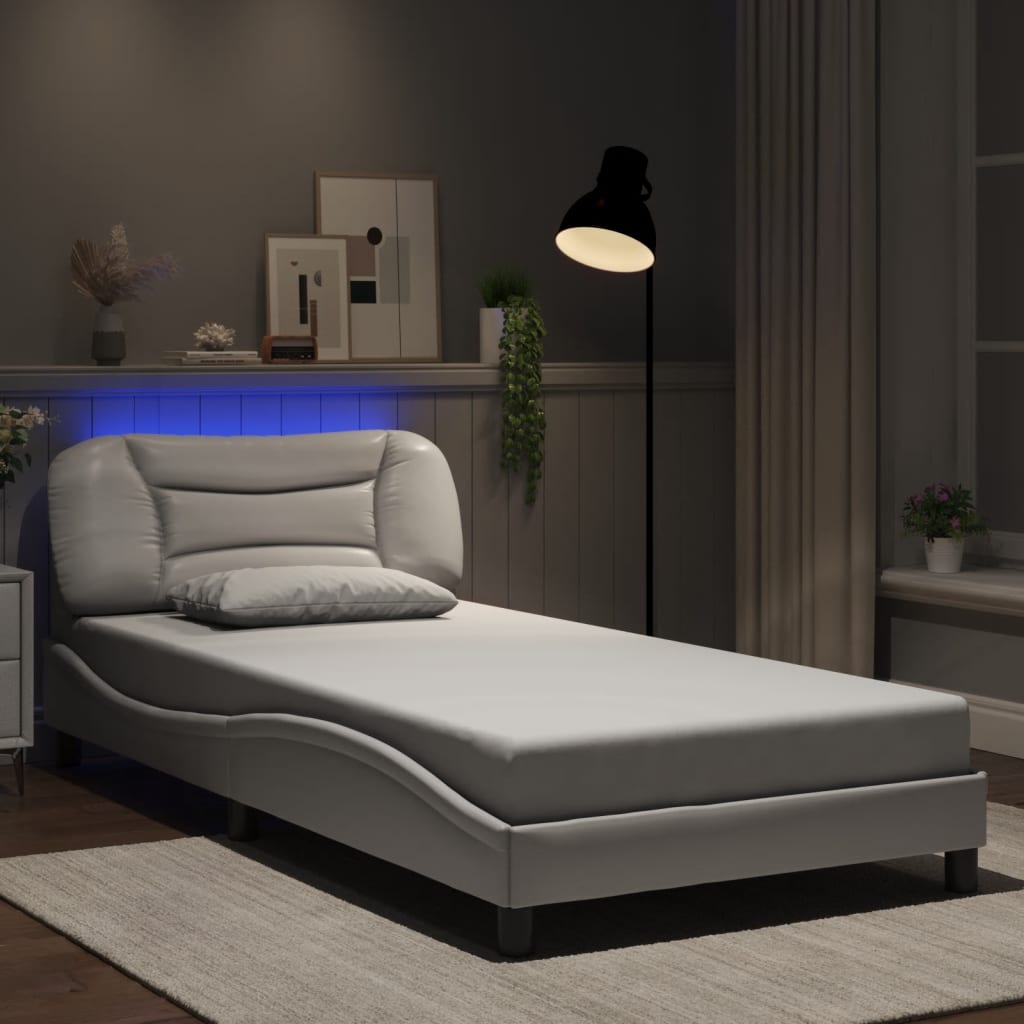 sengeramme med LED uden madras Hvar 100x200 cm hvid