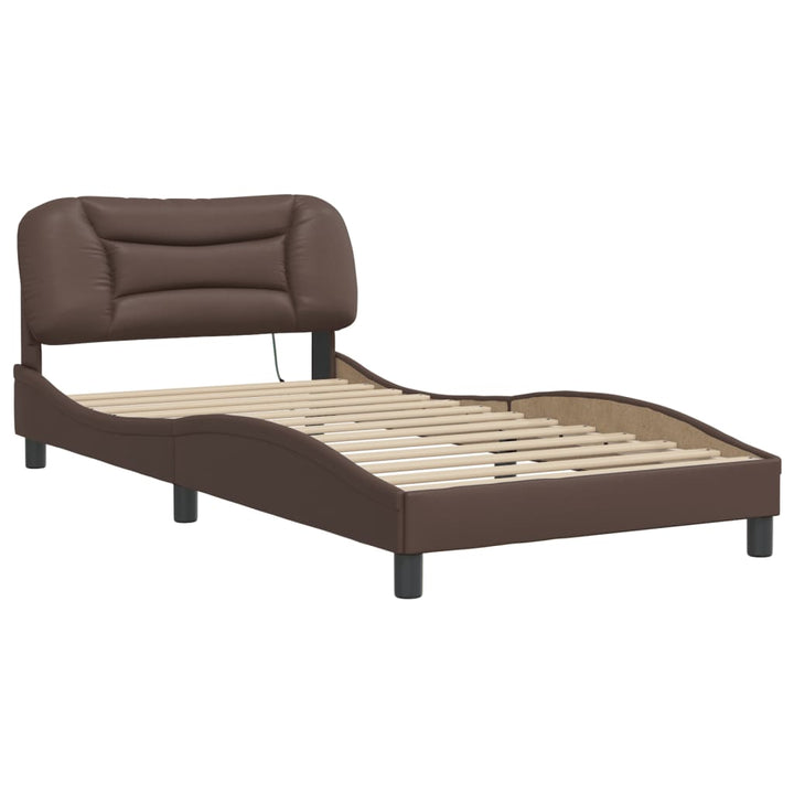 sengeramme med LED uden madras Hvar 100x200 cm brun