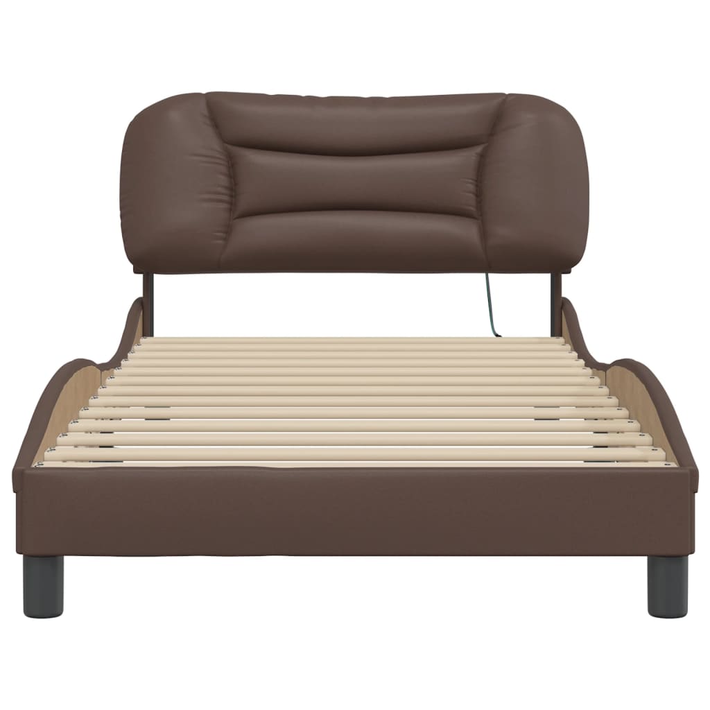 sengeramme med LED uden madras Hvar 100x200 cm brun