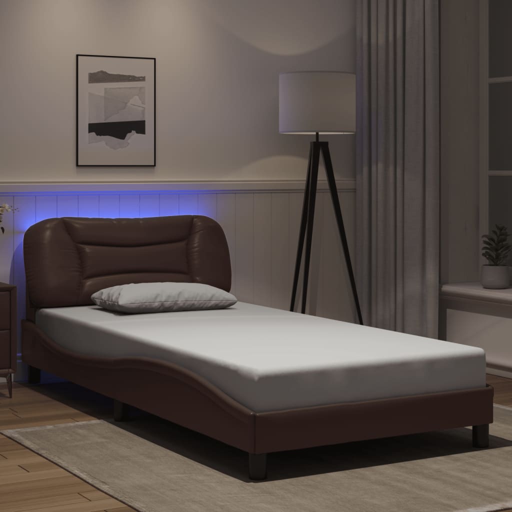 sengeramme med LED uden madras Hvar 100x200 cm brun