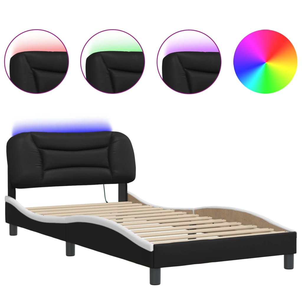 sengeramme med LED uden madras Hvar 100x200 cm sort og hvid