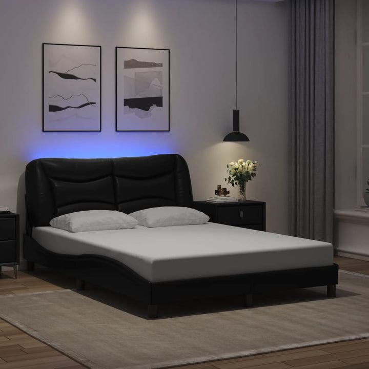 sengeramme med LED uden madras Hvar 140x190 cm sort