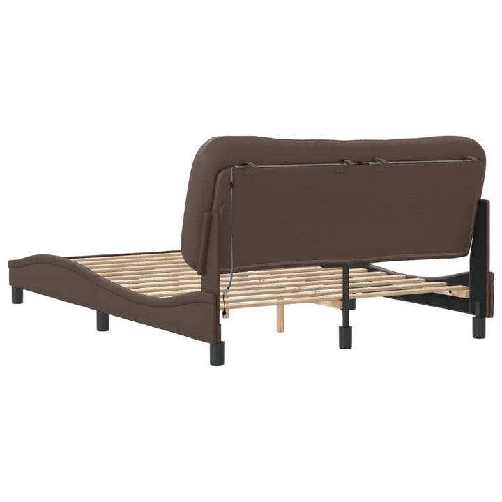 sengeramme med LED uden madras Hvar 140x190 cm brun