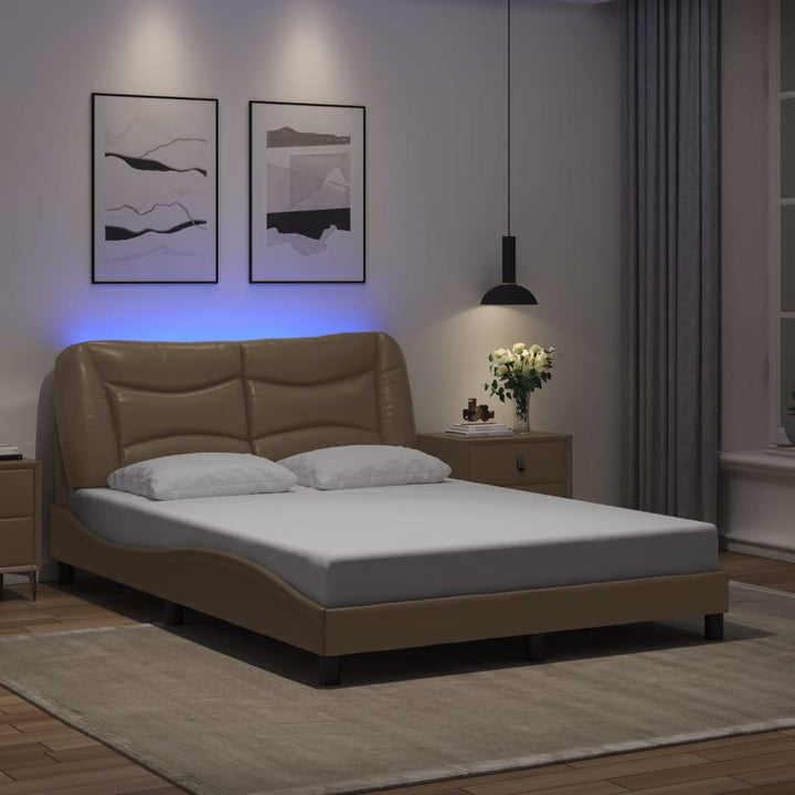 sengeramme med LED uden madras Hvar 120x200 cm cappuccinofarvet