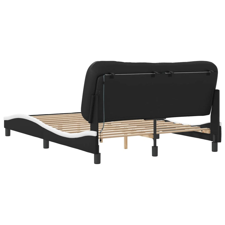 sengeramme med LED uden madras Hvar 100x190 cm sort og hvid
