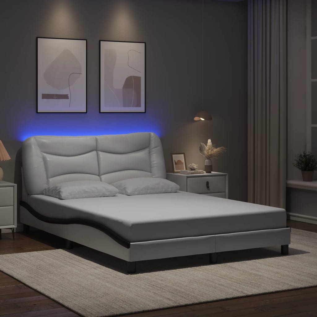 sengeramme med LED uden madras Hvar 200x200 cm hvid og sort