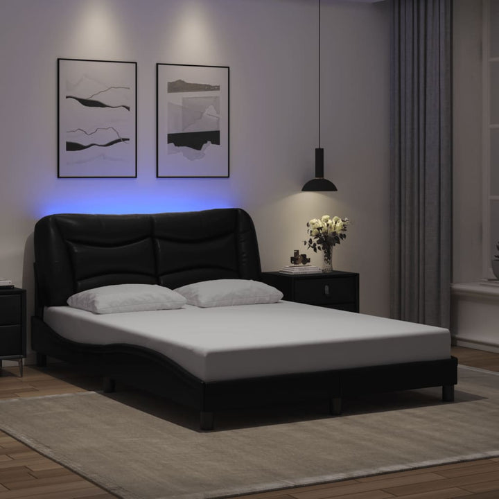 sengeramme med LED uden madras Hvar 140x200 cm sort