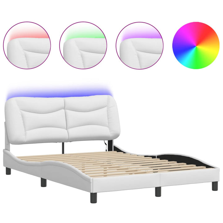 sengeramme med LED uden madras Hvar 140x200 cm hvid