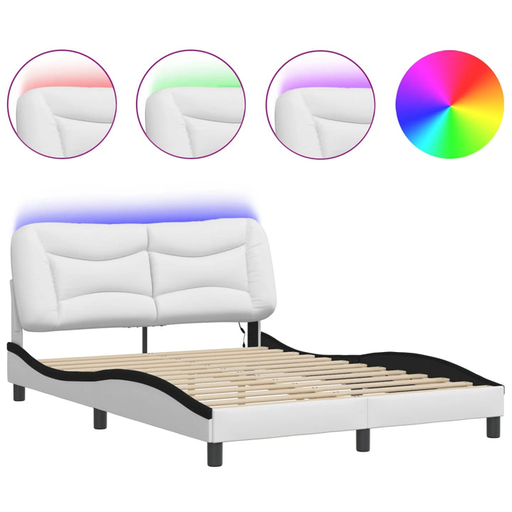 sengeramme med LED uden madras Hvar 140x200 cm hvid og sort