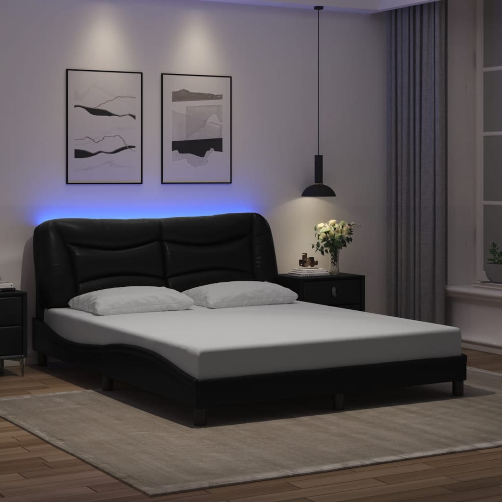 sengeramme med LED uden madras Hvar 160x200 cm sort
