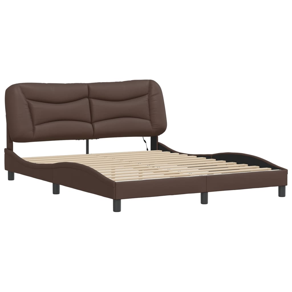 sengeramme med LED uden madras Hvar 160x200 cm brun