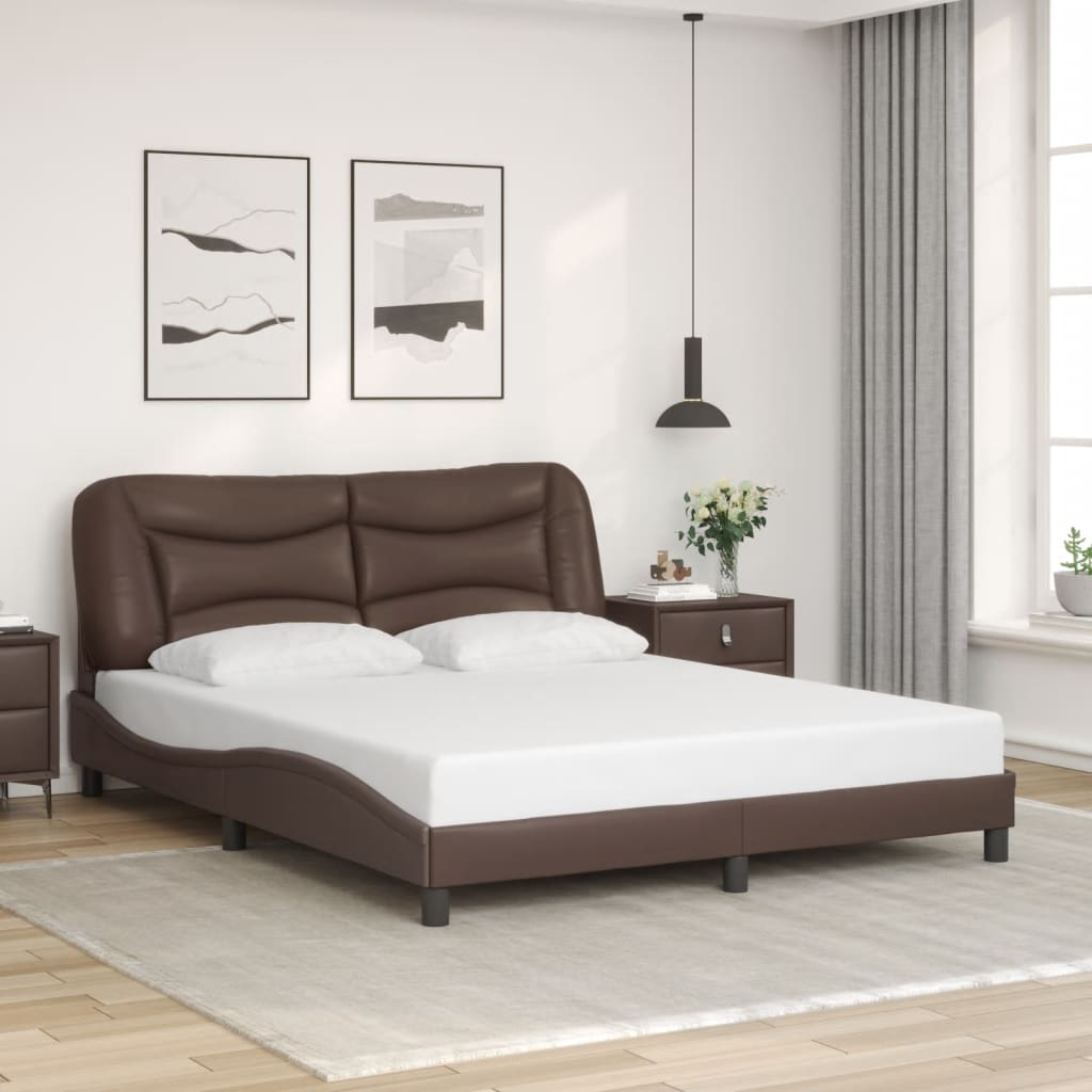 sengeramme med LED uden madras Hvar 160x200 cm brun