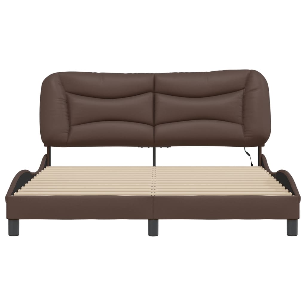sengeramme med LED uden madras Hvar 160x200 cm brun