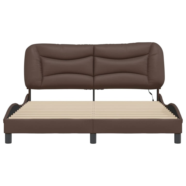 sengeramme med LED uden madras Hvar 160x200 cm brun