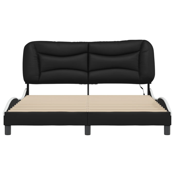 sengeramme med LED uden madras Hvar 160x200 cm sort og hvid