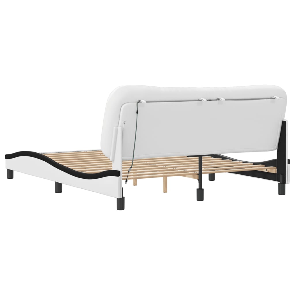 sengeramme med LED uden madras Hvar 160x200 cm hvid og sort