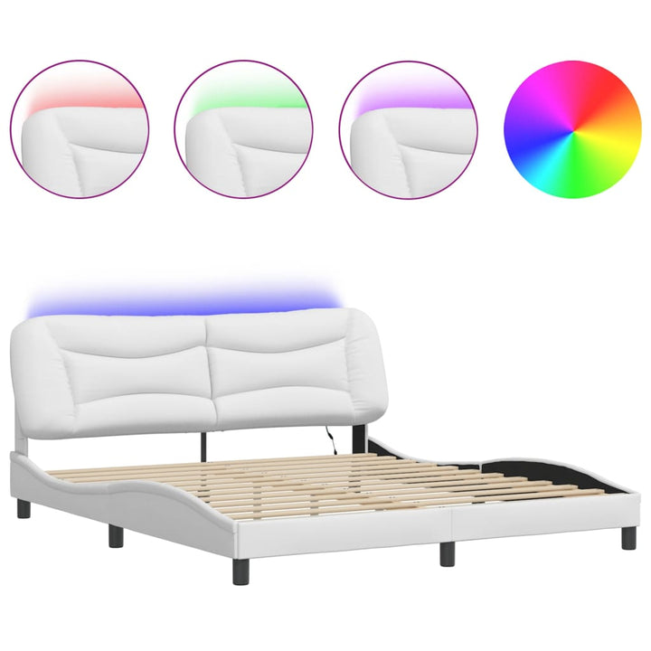 sengeramme med LED uden madras Hvar 180x200 cm sort og hvid