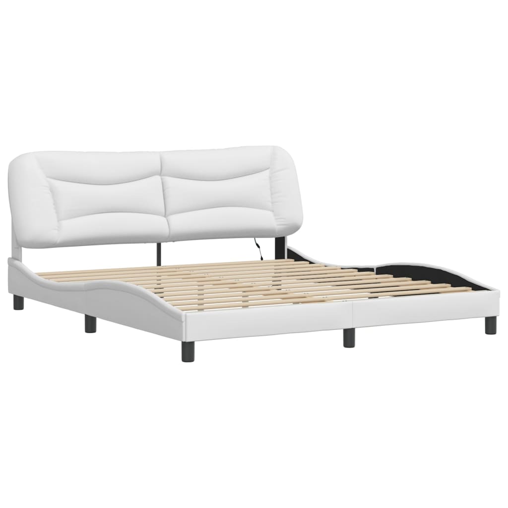 sengeramme med LED uden madras Hvar 180x200 cm sort og hvid