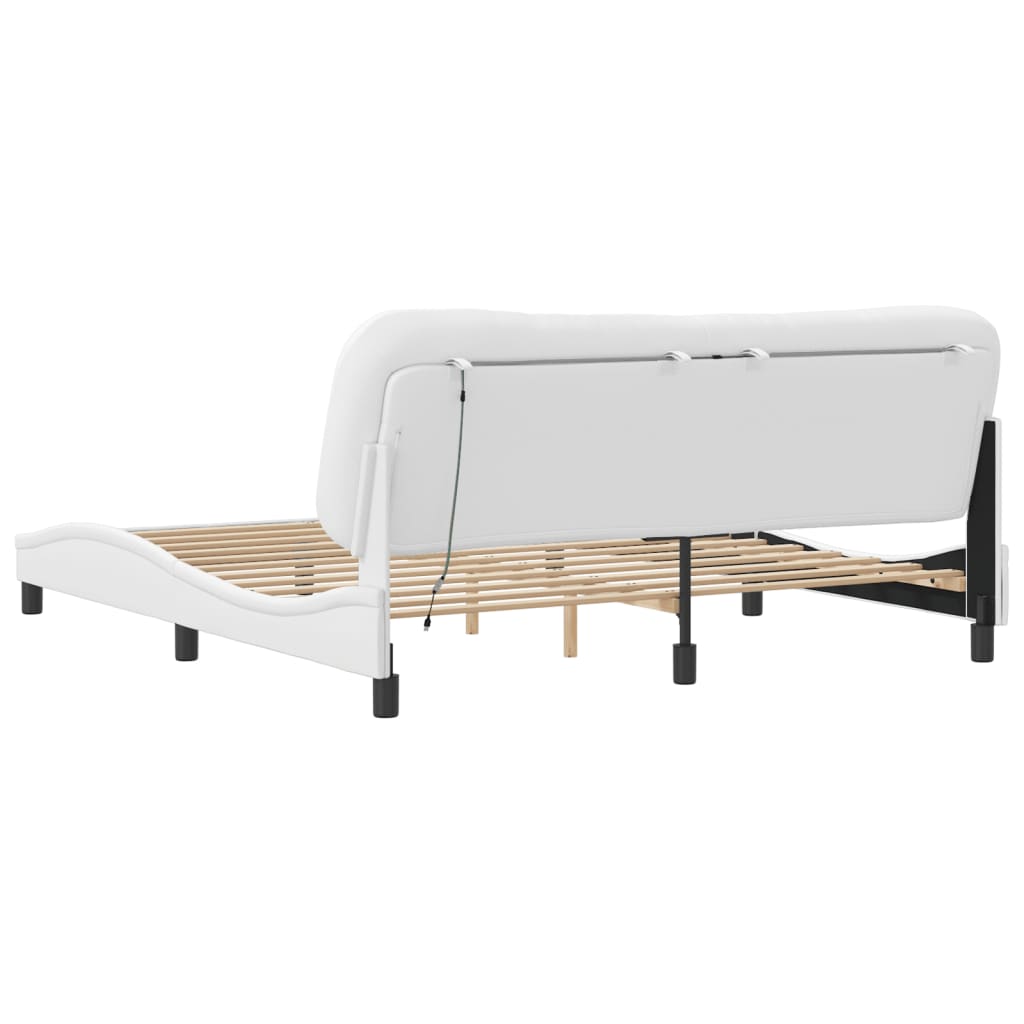 sengeramme med LED uden madras Hvar 180x200 cm sort og hvid