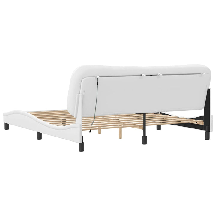 sengeramme med LED uden madras Hvar 180x200 cm sort og hvid