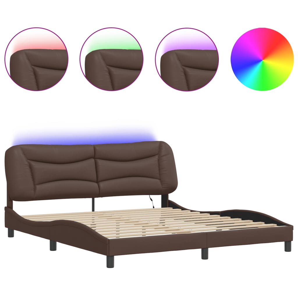 sengeramme med LED uden madras Hvar 100x200 cm brun